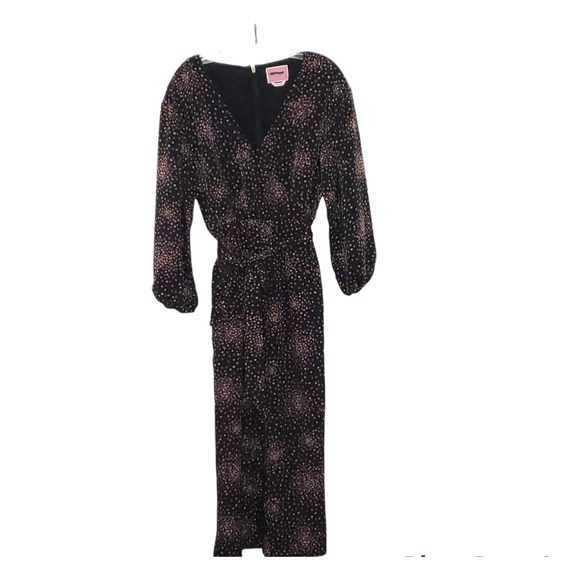 Kate Spade Disco Dots Jumpsuit Crepe V Neck Black Belted Wrap Crepe 8 - Picture 3 of 13